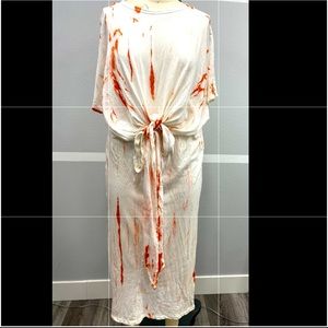 Tie front maxi length cover up dress